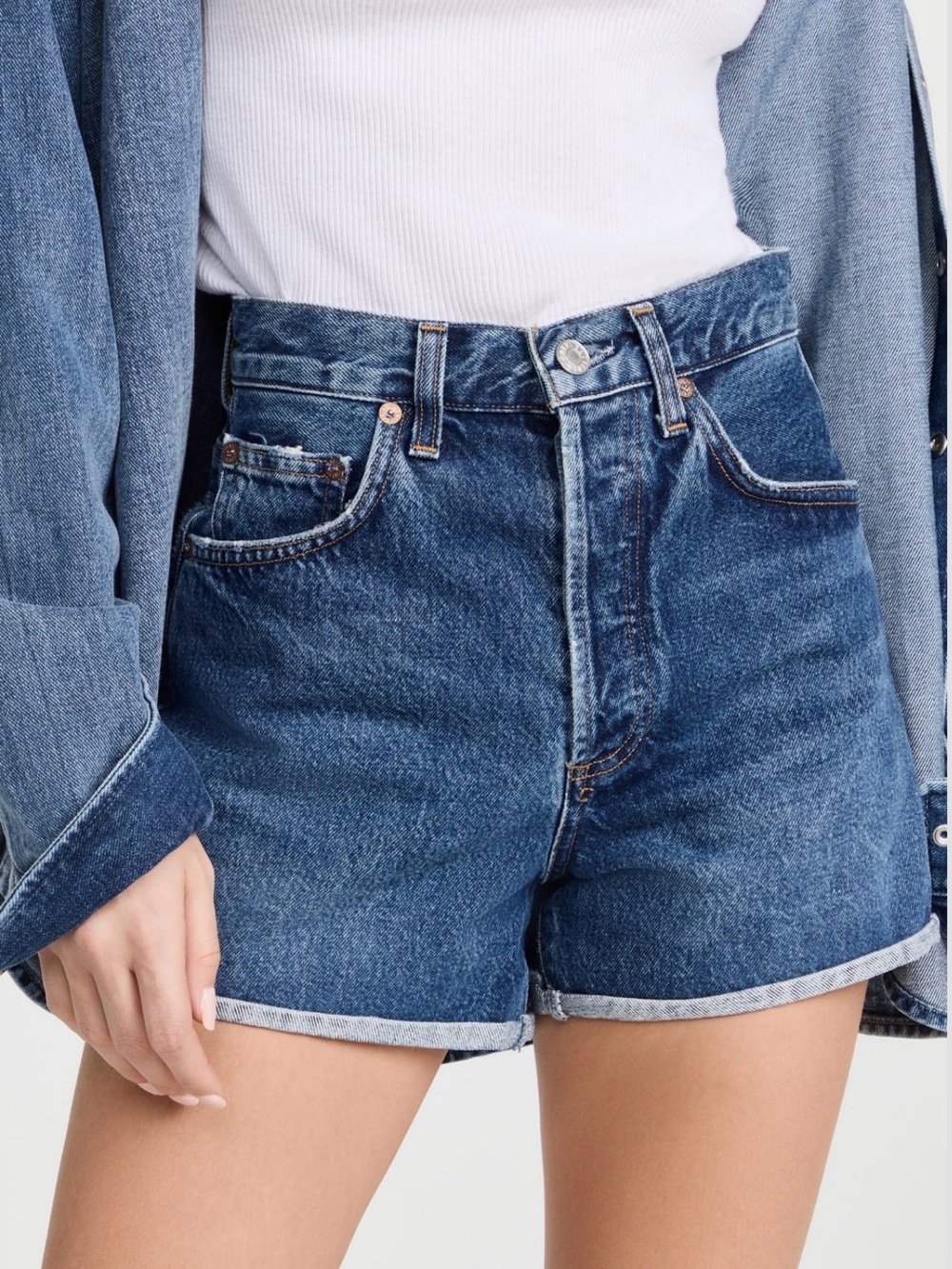 AGOLDE Dee High Rise Rolled Hem Shorts